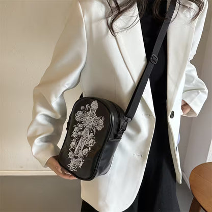 Mini Crossbody Bag For Phone – Women’s Halloween & Gothic Print Small Shoulder Purse with Adjustable Strap and Zip Closure