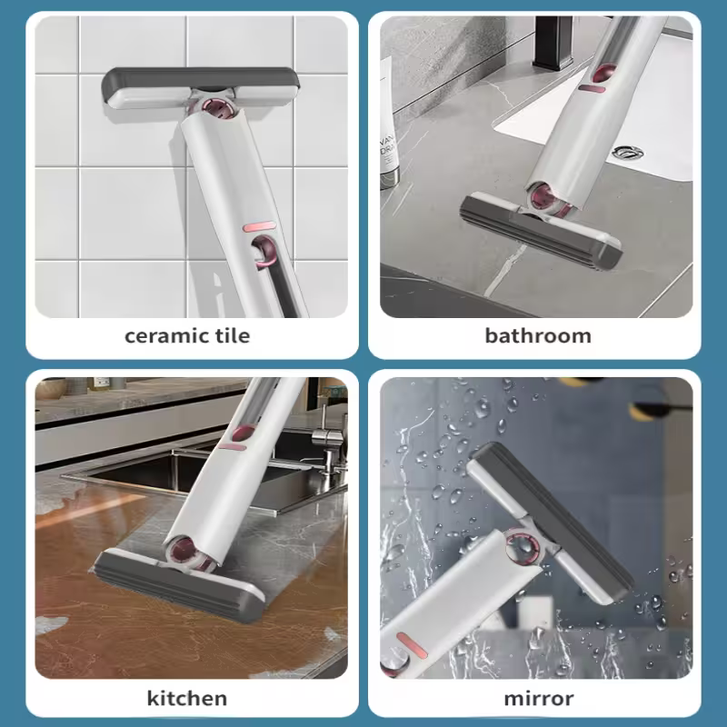Mini Mops House Cleaning with Super Absorbent Sponge | One-Press Wring | Hands-Free Cleaning | Bathroom, Kitchen, Car & Floor