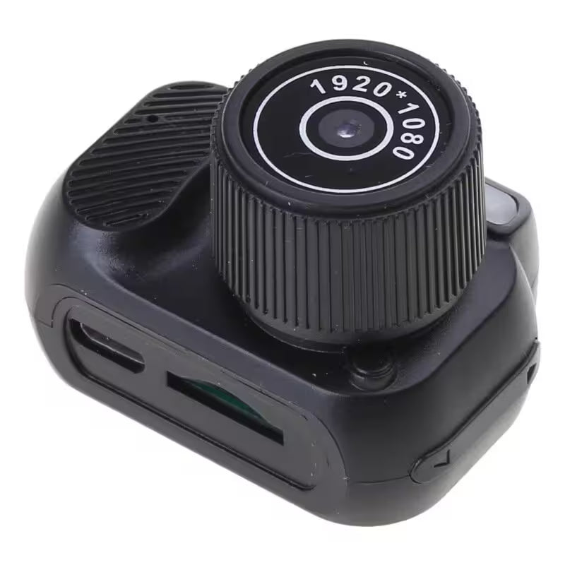 Black car dashboard camera with a lens and '1920x1080' text on a white background