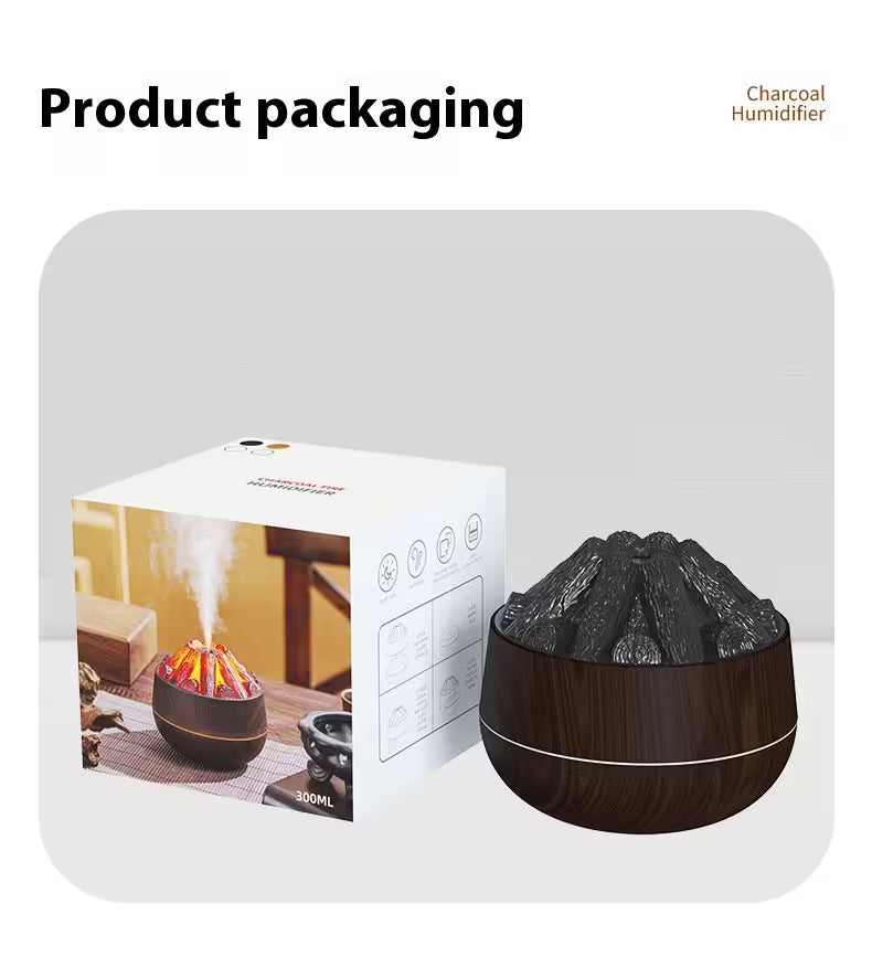 Charcoal humidifier with packaging on a white background