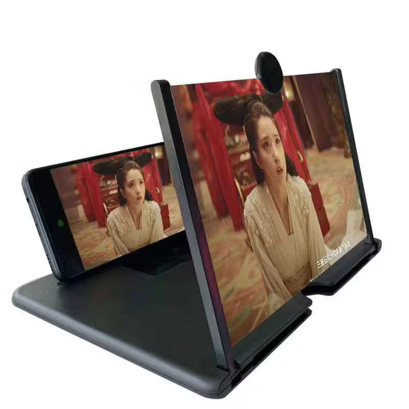 Phone screen magnifier displaying a person in traditional attire with a red background