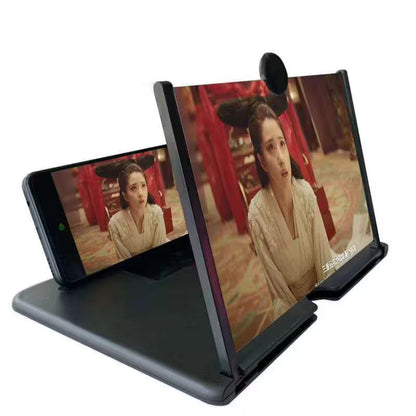 Phone screen magnifier displaying a person in traditional attire with a red background