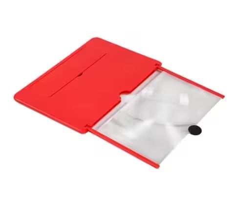 Red folder with a clear compartment on a white background