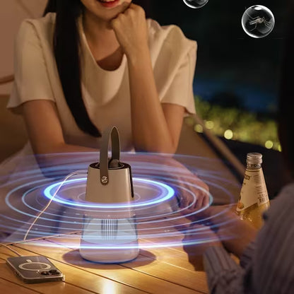 Mosquito repellent device on a table with a woman in the background