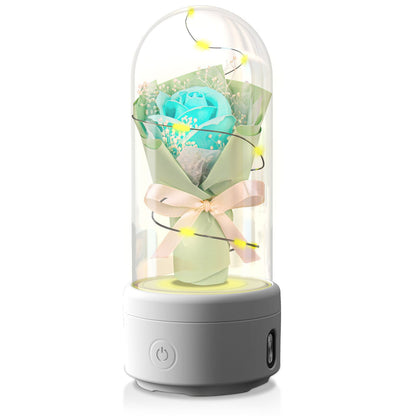 Light Green Rechargeable Waterproof LED Light Bluetooth Speaker Ornament - White Base