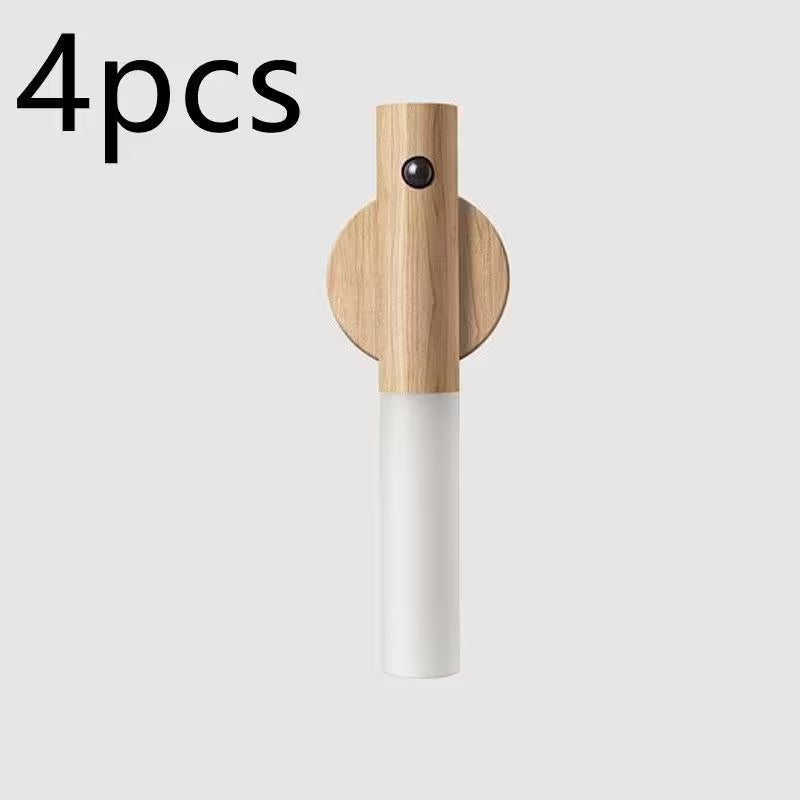 Wooden and white wall hook with '4 pcs' text on a light gray background