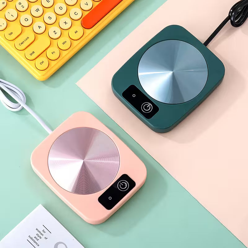 Two small round devices with metallic tops on a colorful background