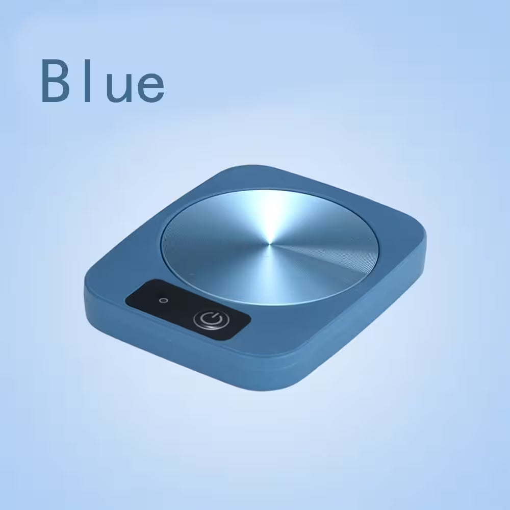 Blue square-shaped device with a power indicator on a light blue background