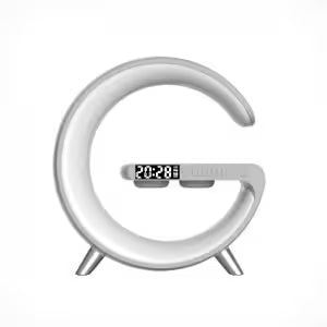 Modern digital clock with a unique design on a white background