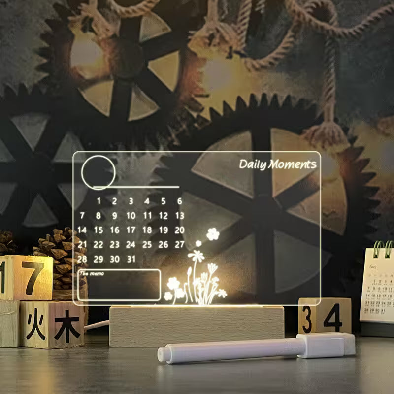 Decorative calendar with wooden blocks and a dark background