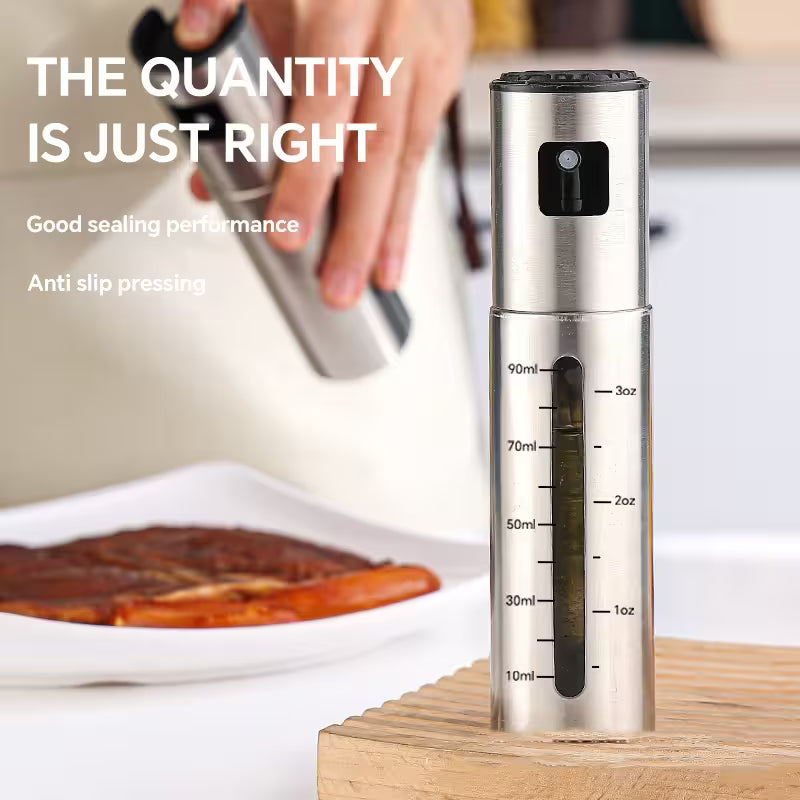 Olive Oil Sprayer for Cooking – Fine Mist Pump Bottle with Measurement Scale, 100ml, for Air Fryer, Salad & Grilling