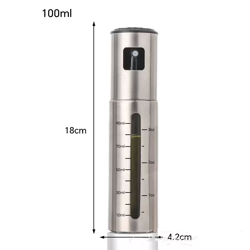 Olive Oil Sprayer for Cooking – Fine Mist Pump Bottle with Measurement Scale, 100ml, for Air Fryer, Salad & Grilling