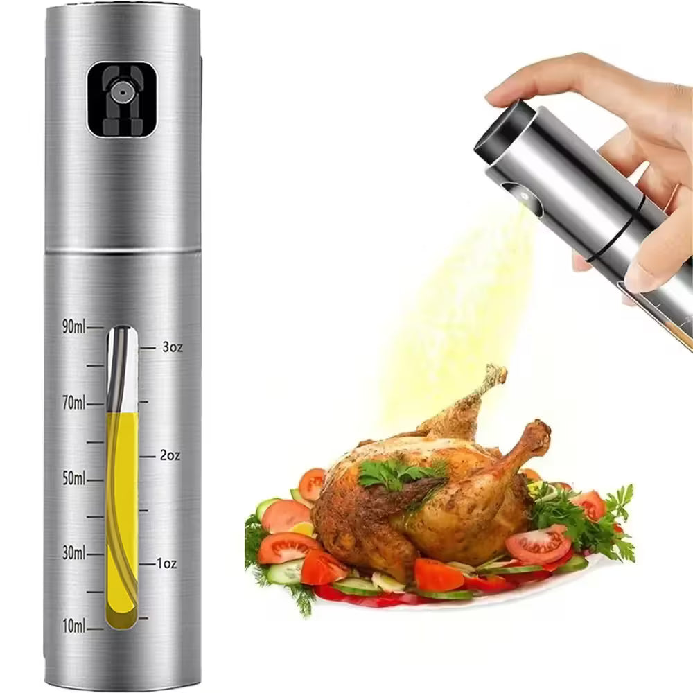 Olive Oil Sprayer for Cooking – Fine Mist Pump Bottle with Measurement Scale, 100ml, for Air Fryer, Salad & Grilling
