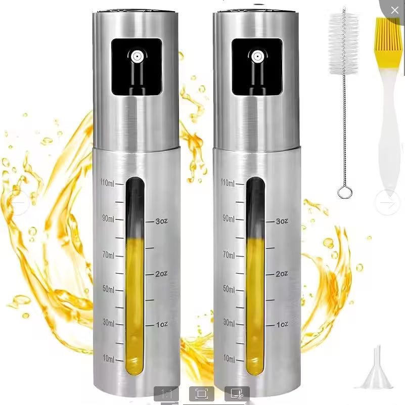 Olive Oil Sprayer for Cooking – Fine Mist Pump Bottle with Measurement Scale, 100ml, for Air Fryer, Salad & Grilling