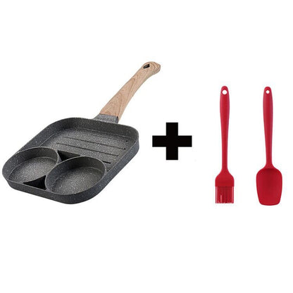 Non-stick two-hole omelet pan with brush