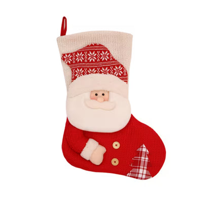 Christmas stocking with Santa Claus face on a white background