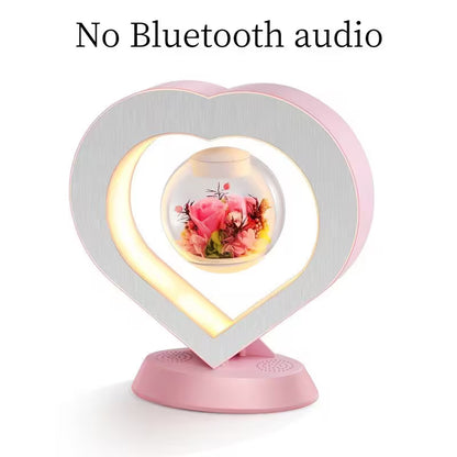Heart-shaped lamp with Bluetooth audio feature on a white background