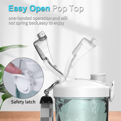 Our portable blender features 6 razor-sharp stainless steel blades, low working noise, and a blitzing rotational speed hitting 20,000 RPM, allowing you to easily crush ice cubes, frozen fruits, and vegetables