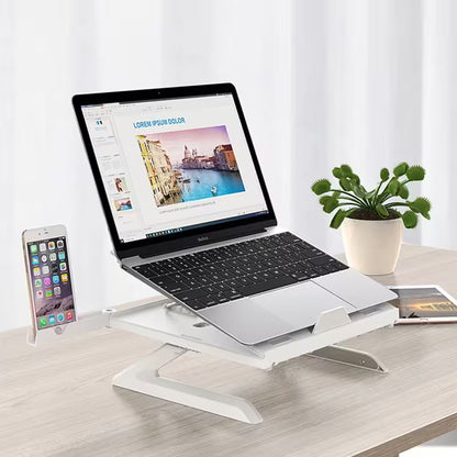 Portable Laptop Stand Adjustable Height | 9 Levels Multi-Angle Riser with Dual Phone Holders | Fits 10"–17" Laptops