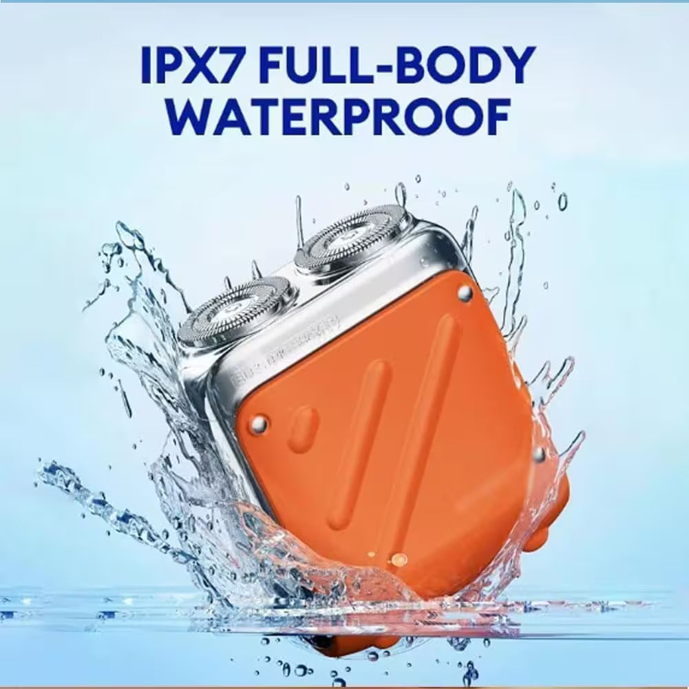 Portable Mini Electric Shaver for Men | Dual Ring Rotary Razor | IPX7 Waterproof | 60-Day Battery | USB-C Rechargeable Travel Shaver