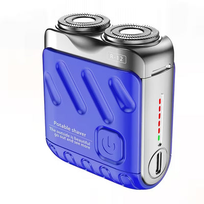 Portable Mini Electric Shaver for Men | Dual Ring Rotary Razor | IPX7 Waterproof | 60-Day Battery | USB-C Rechargeable Travel Shaver