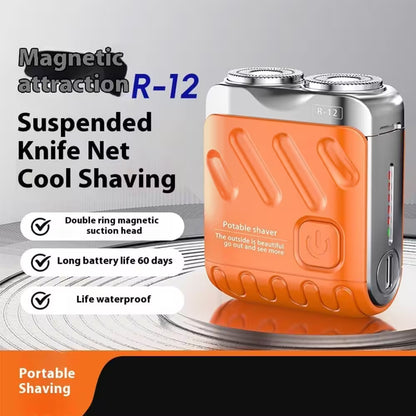 Portable Mini Electric Shaver for Men | Dual Ring Rotary Razor | IPX7 Waterproof | 60-Day Battery | USB-C Rechargeable Travel Shaver