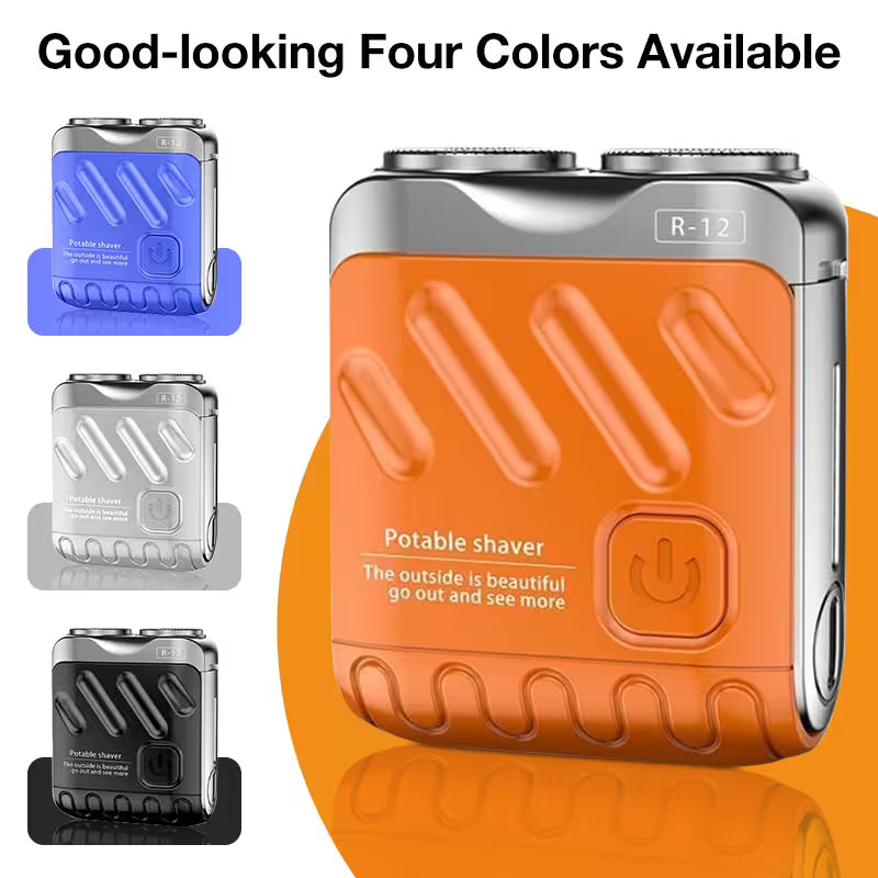 Portable Mini Electric Shaver for Men | Dual Ring Rotary Razor | IPX7 Waterproof | 60-Day Battery | USB-C Rechargeable Travel Shaver