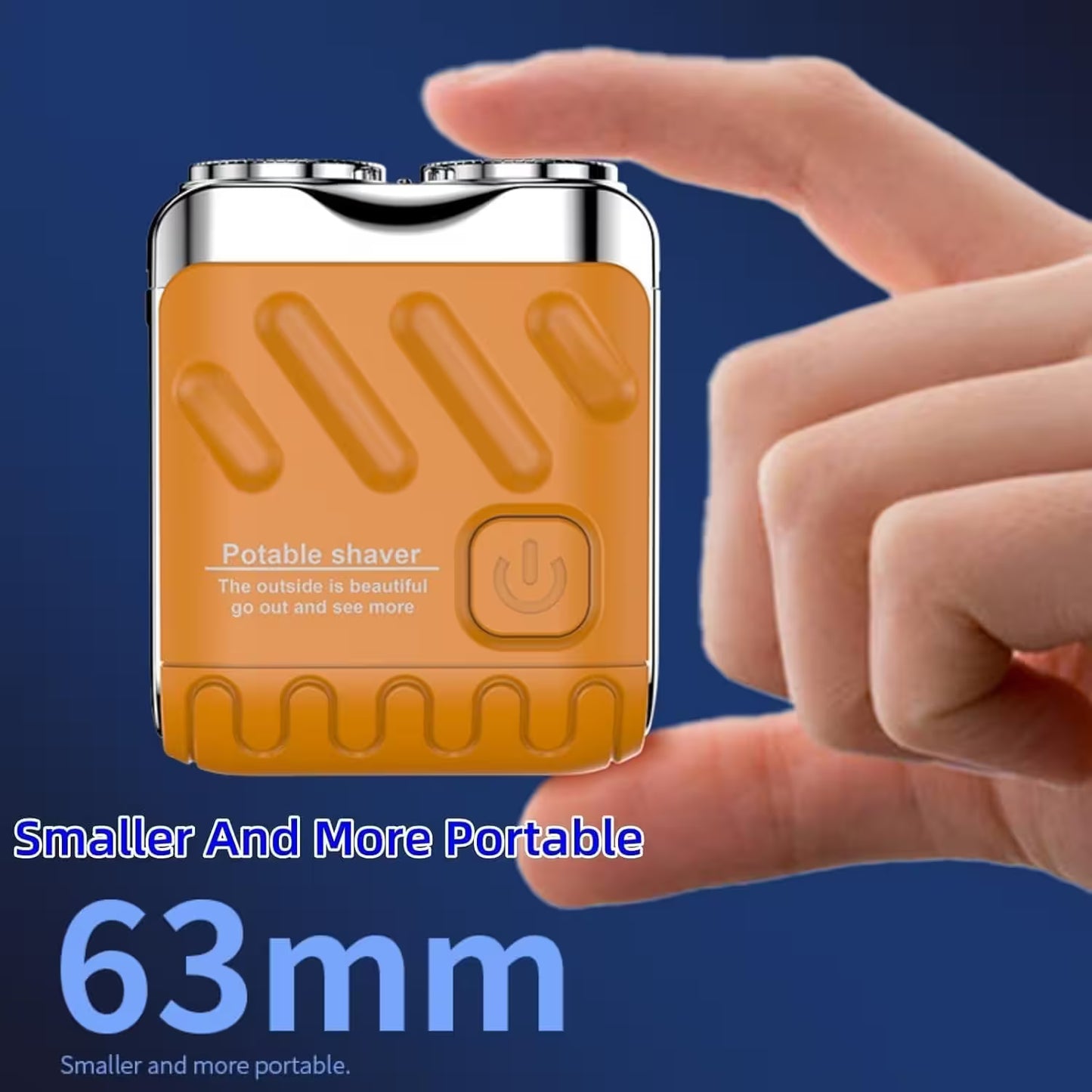 Portable Mini Electric Shaver for Men | Dual Ring Rotary Razor | IPX7 Waterproof | 60-Day Battery | USB-C Rechargeable Travel Shaver