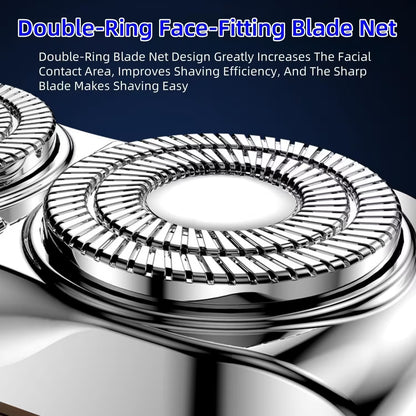 Portable Mini Electric Shaver for Men | Dual Ring Rotary Razor | IPX7 Waterproof | 60-Day Battery | USB-C Rechargeable Travel Shaver