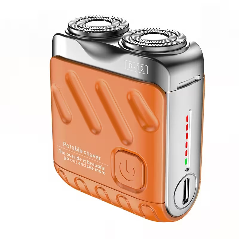 Portable Mini Electric Shaver for Men | Dual Ring Rotary Razor | IPX7 Waterproof | 60-Day Battery | USB-C Rechargeable Travel Shaver