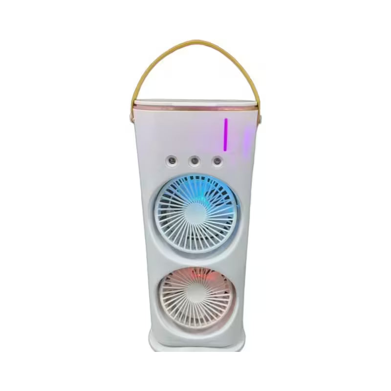 Portable speaker with colorful LED lights on a white background
