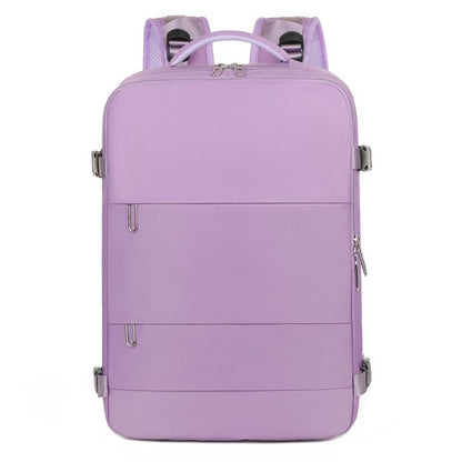 Purple backpack on a white background