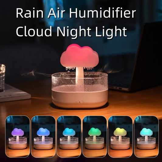 Rain Air Humidifier Cloud Night Light with color-changing display