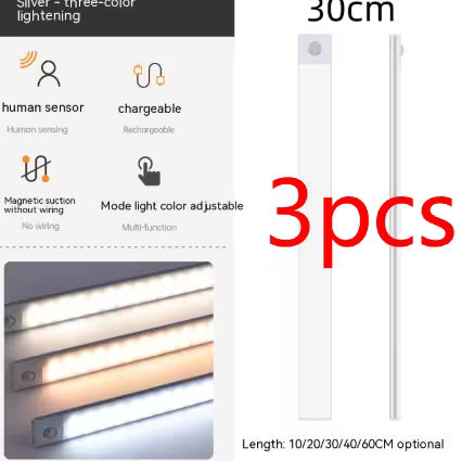 LED strip light with features and dimensions on a white background
