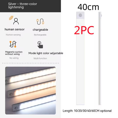 LED strip light with features and specifications on a white background