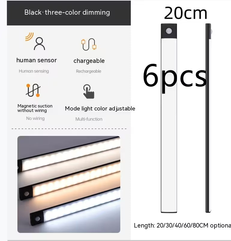 Light strip packaging with features and dimensions on a white background
