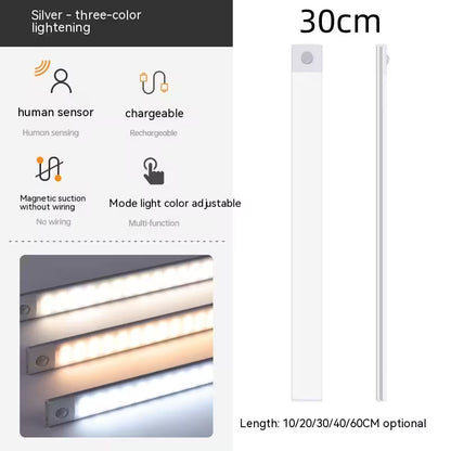 LED strip light with features listed on a white background