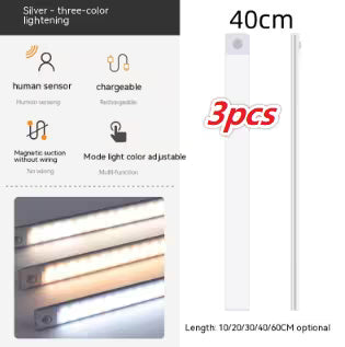 Product packaging with LED strip lights, features, and specifications on a white background.