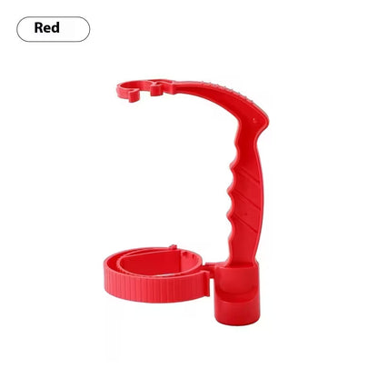 Red plastic bottle holder on a white background