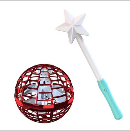 Red spherical object with a star-shaped handle on a white background