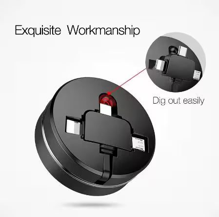 Black electronic component with red light and text highlighting 'Exquisite Workmanship' and 'Dig out easily'.