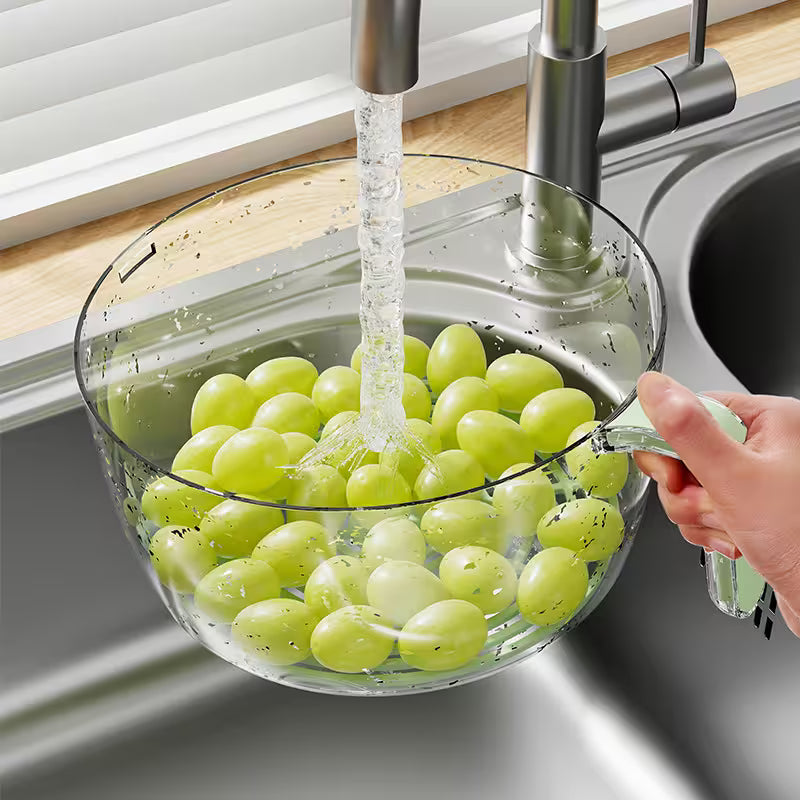 Rice Washer Strainer with Lid – Snap-Lock Colander for Rice, Beans & Veggies (No Mess, No Spills!)