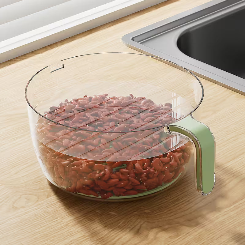 Rice Washer Strainer with Lid – Snap-Lock Colander for Rice, Beans & Veggies (No Mess, No Spills!)