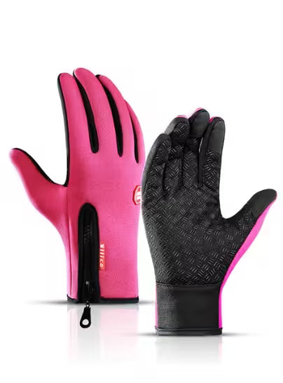 Pink and black gloves on a white background