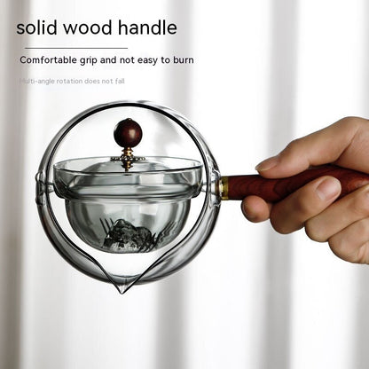 Rotary heat-resistant glass teapots elevate the overall tea-drinking experience.