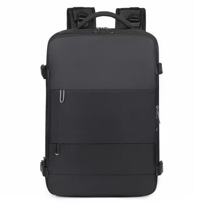 Black backpack on a white background