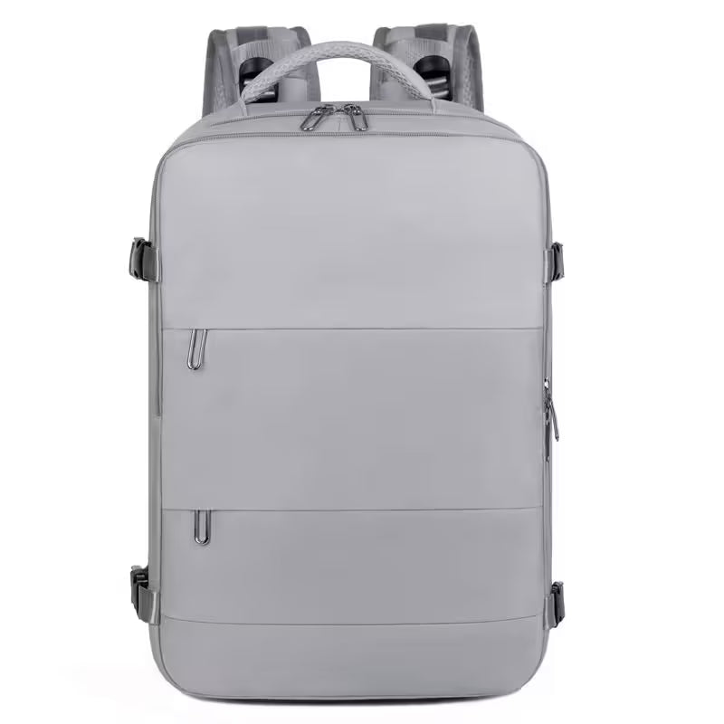 Gray backpack on a white background