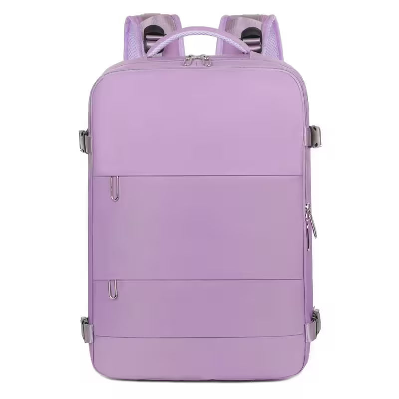 Purple backpack on a white background