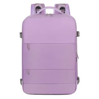 Purple backpack on a white background