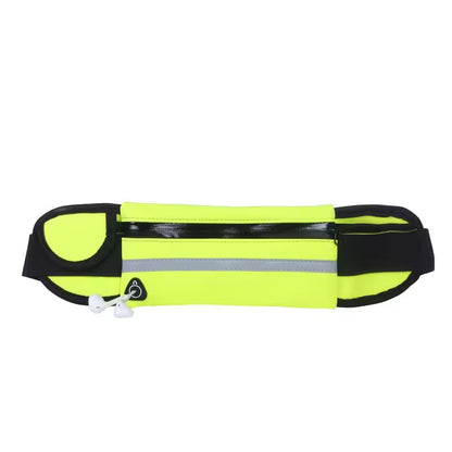 Yellow waist bag with black strap on a white background